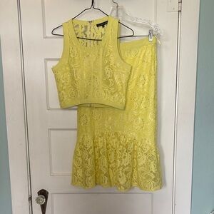 Clara Story Lace Two-Piece Set in Bright Yellow Size M